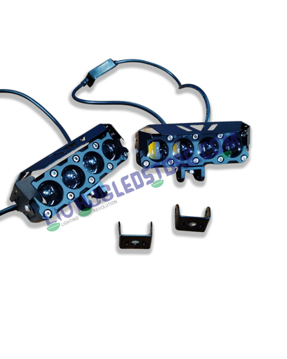 HJG Mega Drive Original 120W 4 Lens LED Fog Lights – Dual Color White & Yellow (Set of 2)