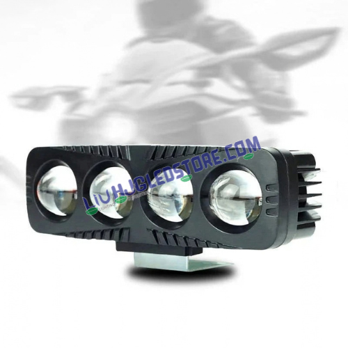 HJG 4-Lens 80W LED Projector Fog Lights | 40W × 2, White & Yellow Beam with Red Devil DRL | Multi-Mode Auxiliary Lights with Adjustable Brackets | Universal for Cars, Bikes, SUVs & 4x4