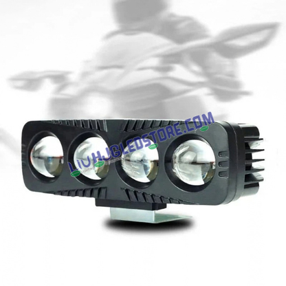 HJG 4-Lens 80W LED Projector Fog Lights | 40W × 2, White & Yellow Beam with Red Devil DRL | Multi-Mode Auxiliary Lights with Adjustable Brackets | Universal for Cars, Bikes, SUVs & 4x4