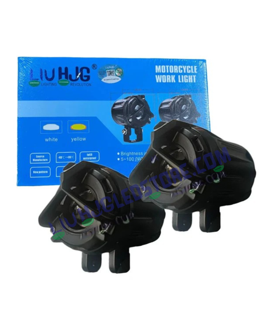 HJG Y Lens LED Fog Lights – 90W (2x45W) Dual Color White/Yellow Ultra Wide Driving Lights for Cars & Bikes (Universal Fit)
