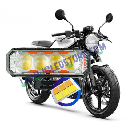 HJG 4 LED Light Bar Fog Lights Set of 2 with White, Yellow Beam and Red-Blue Strobe Flash, Heavy-Duty Build for Bikes and Cars