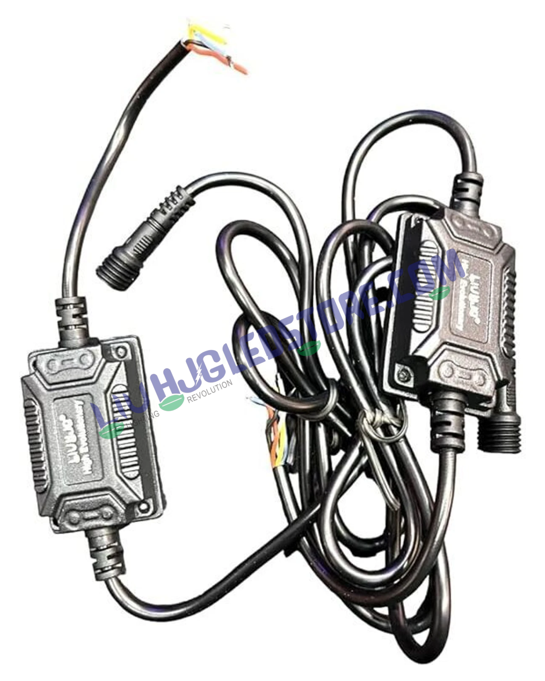 HJG CO-2 Future 1 LED Mini Drive Light 60W (30W x 2) with Red Devil Eye & Tri-Color Output (Red/Yellow/White) Including Wiring Harness Kit