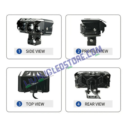 HJG Future Eyes 3-Lens 120W Projector Fog Light Kit | Dual Color White/Yellow, 12000LM, Multi-Mode LED Auxiliary Lights with Wiring Harness for Cars & Bikes