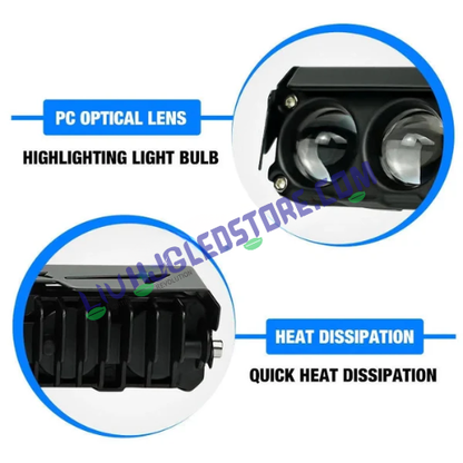 HJG 5 Lens 60W Projector Fog Light with Red & Blue Flash DRL – Multi-Color LED (White/Yellow/Warm White) for Cars & Bikes (Single Unit)