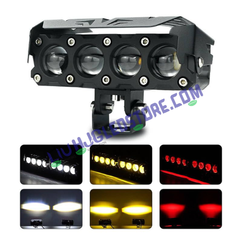 HJG Future Eyes 4 Lens 120W MEGA DRIVE LED Fog Lights – High-Performance Auxiliary Lights for Bikes, Cars, Thar & Jeep (Cool White, Pack of 2)