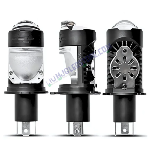 HJG Y6 H4 LED Mini Projector Headlight Bulb 50W Slim Design with Cooling Fan, 5000LM Hi/Lo Beam Conversion Kit for Bikes, Cars & SUVs (12V/24V, White, Pack of 1)