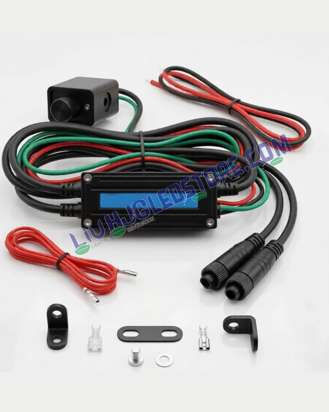 HJG HP111 140W 7-LED Projector Fog Light Kit with Dimmer Control – Tri-Color Auxiliary Lights with DRL & Wiring Harness for Bikes & Cars