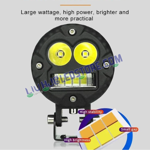 HJG Alien 40W LED Fog Lights Dual Color White and Yellow Mini Driving Lights for Motorcycles Cars SUVs (Set of 2)