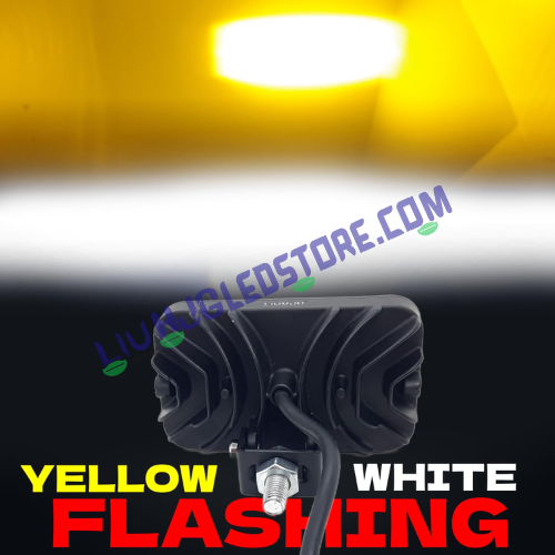 HJG 8 LED Multi-Mode Fog Light with Red & Blue Flash DRL – Dual Color (White/Yellow) with 5 Lighting Modes, Universal for Cars & Bikes