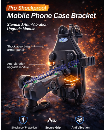 HJG Shockproof Bike Mobile Holder for Smartphones, Action Cameras & GPS – Adjustable Anti-Vibration Mount with Universal Fit for All Bikes