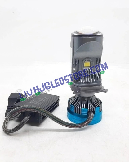 HJG Y6 H4 250W LED Projector Headlight Bulbs | 85–125W × 2, Up to 25,000LM, 6500K White Hi/Lo Beam | CSP LED Chips, 12,000RPM Cooling Fan, IP68 | H4 Plug & Play | 12–80V DC | Pack of 2