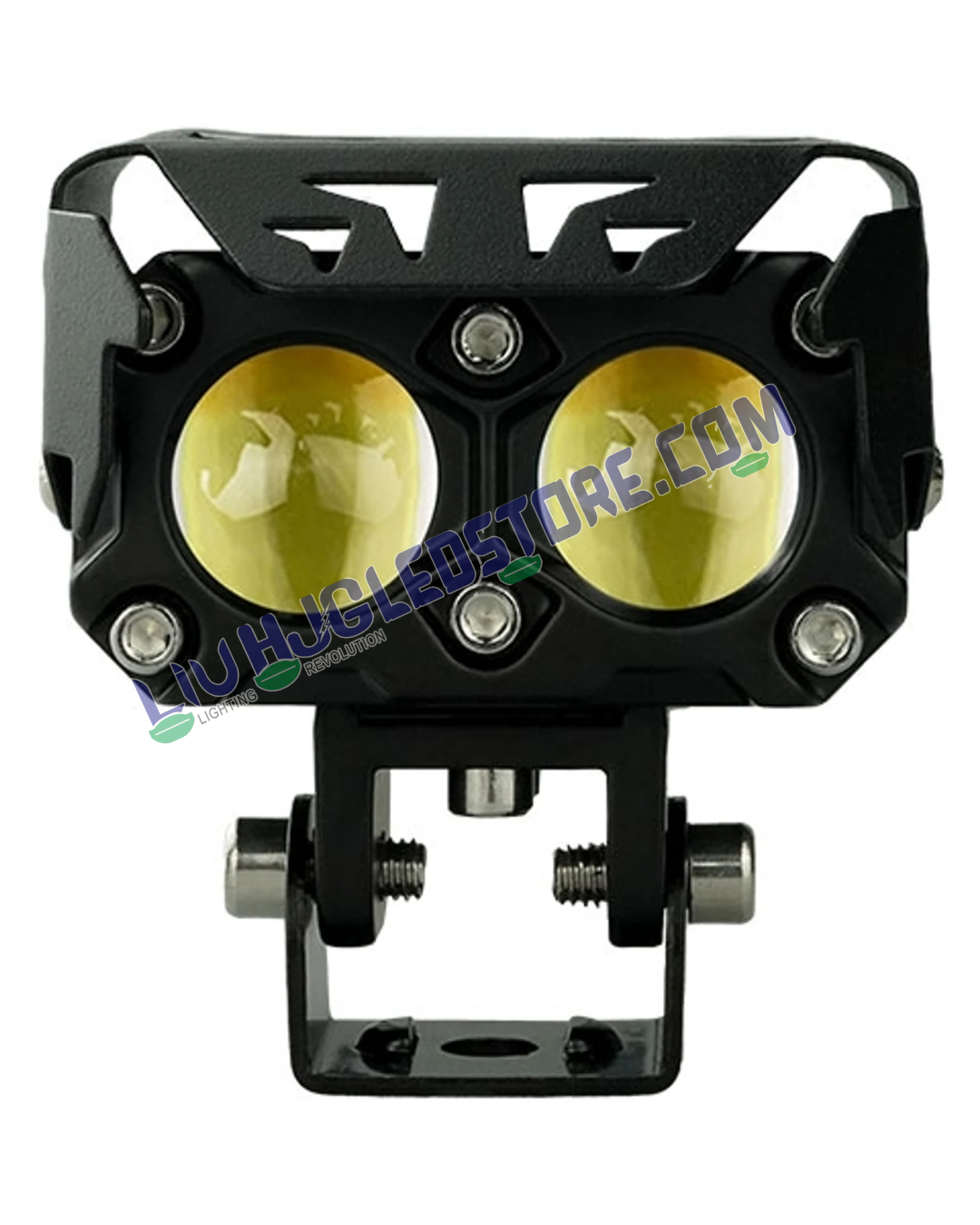 HJG Future Eyes 2-Lens 60W LED Fog Light Kit with Wiring Harness – Dual Color White/Yellow with Flash Mode, Universal Fit for Cars & Bikes