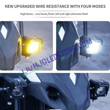 HJG 120W Dual Color LED Projector Fog Light Set for Motorcycles & Electric Cars – High/Low Beam, 12–80V DC (2 x 60W)