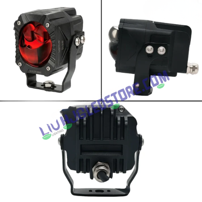 HJG Gorilla V2 Triple Lens 120W LED Fog Lights for Bikes | Dual Color White/Yellow, Red DRL, Projector Beam, Power Adapter, Universal Fit (Pack of 2)
