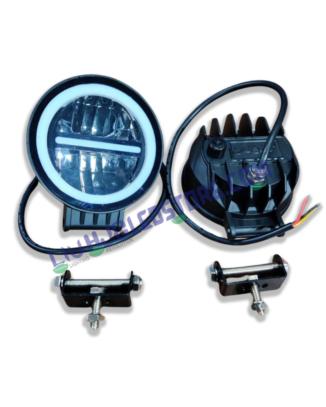 HJG Original 140W Minus Series Dual-Color LED Fog Lights (White/Yellow) with Yellow Filter Cap – Set of 2 for Bikes, Cars & Jeeps