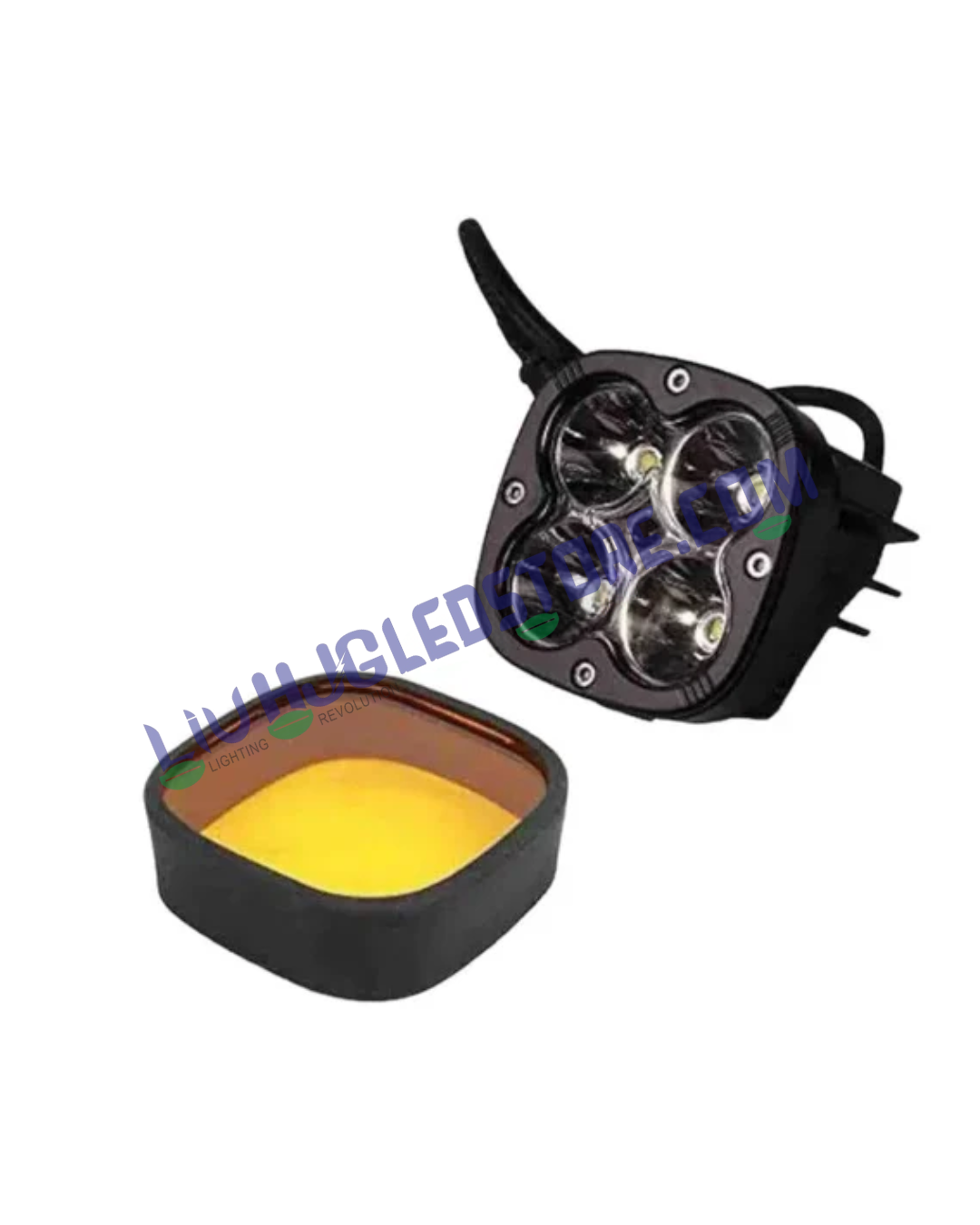 HJG Original 4x4 120W LED Fog Lights with Brightness Control Switch & Yellow Filter Cap – White Beam (Set of 2)