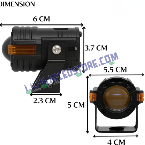 HJG S82 80W Projector Fog Lights | Dual Color White Yellow Beam | Red Amber DRL Hazard for Bikes, Cars (Set of 2)