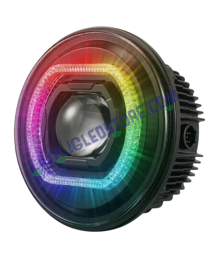 HJG C-316 7-Inch 90W CREE LED Projector Headlight | App-Controlled RGB Halo DRL | Bluetooth | Amber Switchback | Royal Enfield, Thar, Jeep and Gypsy