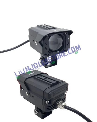 HJG 200W Red Devil Projector LED Fog Lights with Laser Lens – Dual Beam (White Low/High) with Red DRL, Mega Drive Auxiliary Lights for Bike/Car/SUV (Pack of 2)