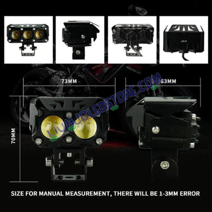 HJG Future Eyes 2 Lens 60W Fog Lights | Mega Drive LED Cool White Auxiliary Lamps for Bikes, Motorcycles, Cars (Pack of 2)