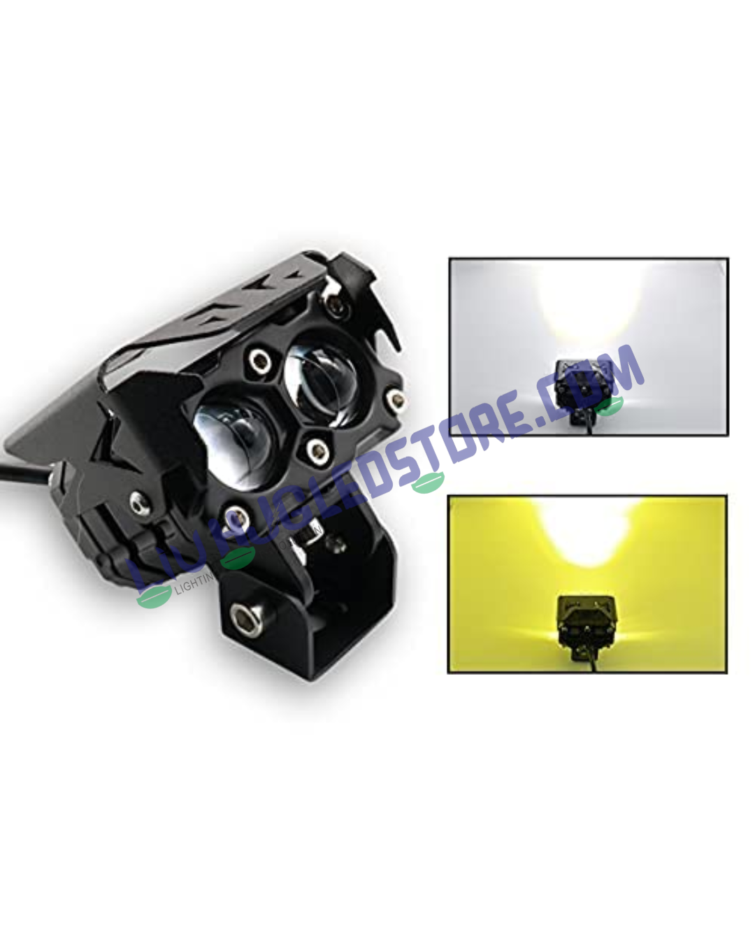 HJG Original Future Eyes Dual Lens Fog Light with Smart LED (12–80W) – Dual Tone Yellow & White, Universal Fit for Cars and Bikes