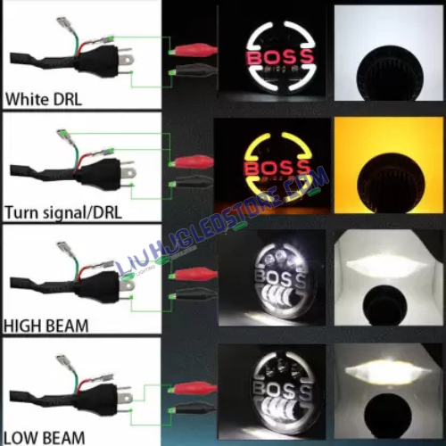 HJG BOSS 7-Inch 75W LED Headlight | Dual Colour White and Amber Halo DRL | H4 3-Pin | Royal Enfield, Thar, Jeep and Harley Davidson