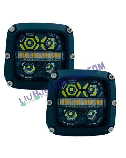 HJG Honeycomb Minus 120W LED Fog Light (New Model) – Cool White Beam with Amber DRL for Cars, Bikes & SUVs (Set of 2)