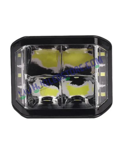 HJG W28 Helao 4x4 CREE LED Fog Lights 120W – Square Edge Quad Lens Ultra Bright White Fog Lamps for Cars & Bikes (Set of 2)