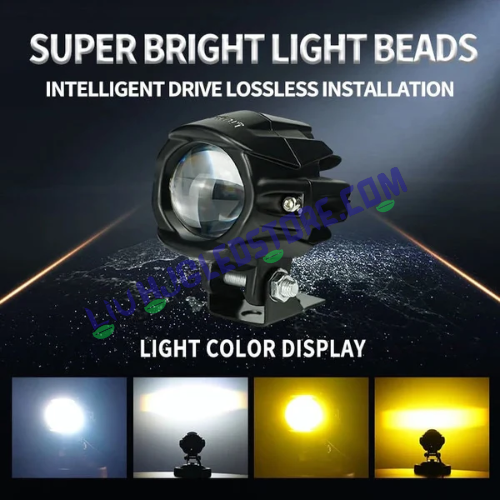 HJG Alien Dual Projector LED Fog Lights – 12,000 Lumens, White/Yellow Beam with Red DRL, Super Bright Driving Lights for Bike/Car/Thar/Jeep (Pack of 2)