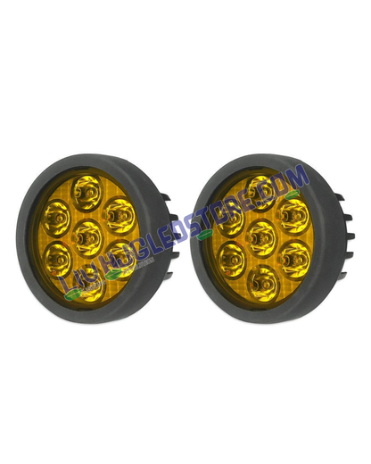 HJG 7 LED 140W Fog Light Set with Yellow Covers & Dimmer Control – High-Power LED Auxiliary Lights for Bikes & Cars (Pack of 2)