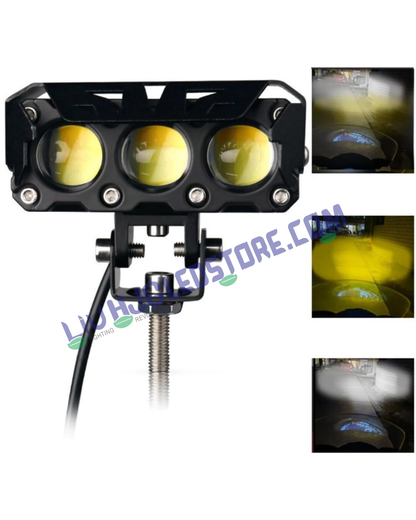 HJG Future Eyes 3 Round LED Fog Lights 120W (Dual Color White & Yellow) – 60W Each, Pack of 2