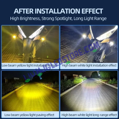 HJG Tri Shot 3 LED Fog Lights 120W (Dual Color White/Yellow) for Bike, Car, Thar & Jeep – 60W Each, Set of 2