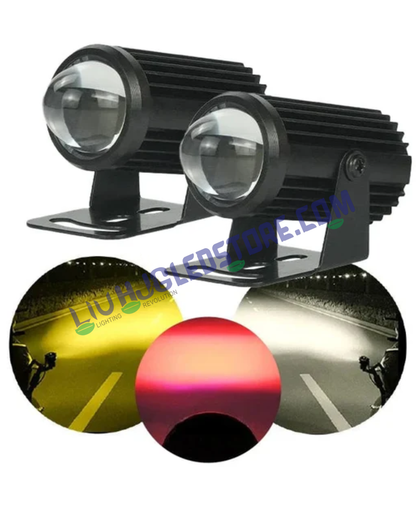 HJG Mini Drive Devil Metal Spot Fog Light with Red DRL & Dual Color White/Yellow Beam for Cars, Bikes & Off-Road Vehicles (20W, Pack of 2)