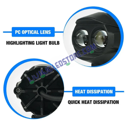 HJG Alien 2 Lens 120W Bi LED Projector Fog Lights with Tricolor White Yellow Warm White, Hi Low Beam and Flash Mode for Cars and Bikes (Pack of 2)