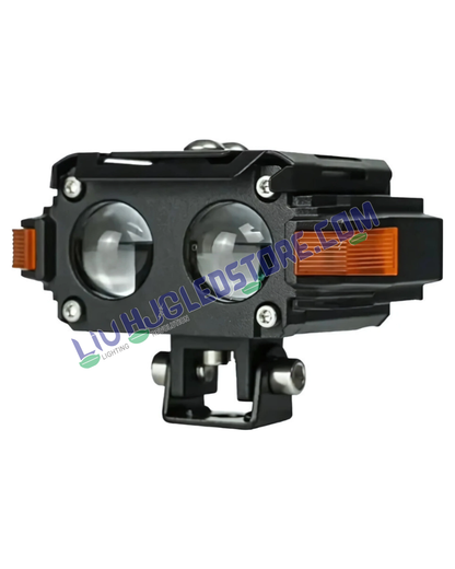HJG Hazard Series 2 Lens 80W LED Fog Light with DRL & Wiring Kit – Dual Color White/Yellow Projector Fog Lamps for Cars & Bikes