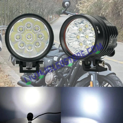HJG KZ30 Torch Style 120W LED Fog Lights – Mini Driving Lights for Cars & Motorcycles (Set of 2)