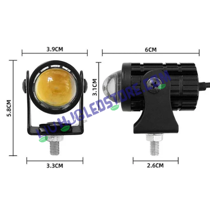 HJG Mini Devil LED Spot Fog Lights with Red DRL – White & Yellow Beam, 20W Driving Spotlight for Cars & Motorcycles (Pack of 2)