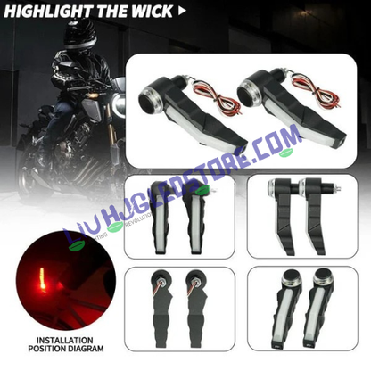 HJG Motorcycle Knuckle Guards with LED Handle Lights – White/Blue/Red DRL Modes & Sequential Yellow Indicators, Universal Hand Protection for All Bikes