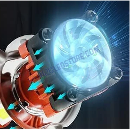 HJG H4 White LED Headlight Bulb for Motorcycles – 50W Dual Beam (High & Low), Bright White Light, Single Piece, H4 Type
