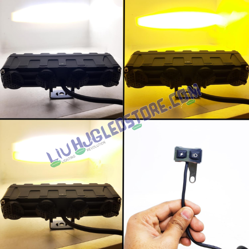 HJG Future Eyes 6-Lens 180W Mega Drive LED Fog Light Set | Dual Color White/Yellow, Multi-Mode, Remote Wiring Kit, Spot & Flood Beam for Bike, Car, Thar & Jeep (Pack of 2)