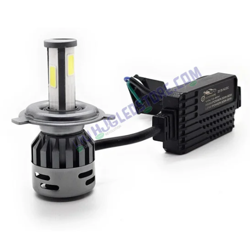 HJG M4 Mini H4 LED Headlight Bulb 80W | 8000LM Hi/Lo Beam, 6500K White Light, 4-Side CSP Chip, Cooling Fan, AC/DC 12V–80V Universal Fit (Single Unit)