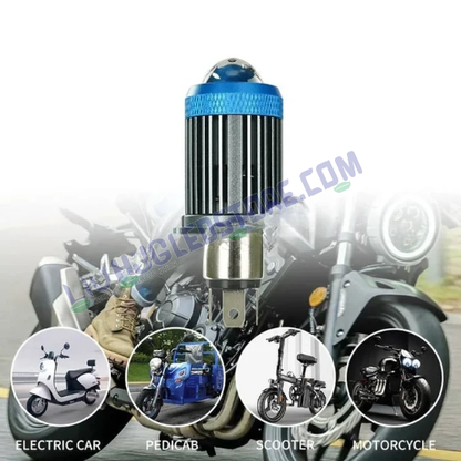 HJG H4 LED Devil Lens Headlight Bulb – Ice Blue DRL with White & Yellow Hi/Lo Beam (50W, 12V, Universal Fit for Motorcycles)