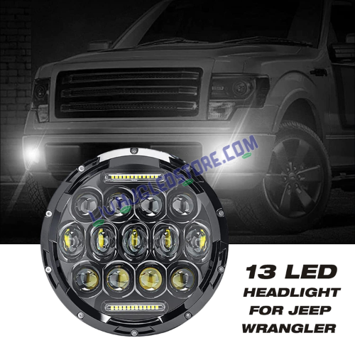 HJG 7-Inch Round LED Headlight with Dual Color Halo (White/Yellow) 75W | Universal Fit for Royal Enfield, Jeep & Harley Davidson (Model 231042)