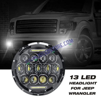 HJG 7-Inch Round LED Headlight with Dual Color Halo (White/Yellow) 75W | Universal Fit for Royal Enfield, Jeep & Harley Davidson (Model 231042)