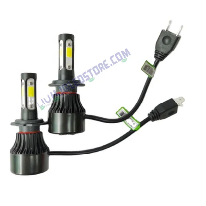 HJG M4 H4 Four-Sided LED Headlight Bulb with Cooling Fan – 55W White Headlamp Conversion Kit for Bikes, Cars, SUVs & Motorcycles