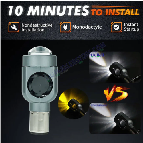 LIU HJG Dual Color Motorcycle LED Headlight Bulb (Yellow & White) with H4 Base | 12V–36V, 30W–50W, Single Piece