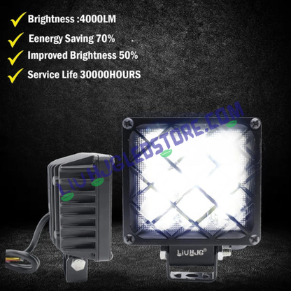 HJG 9 LED Square Grille Fog Lights 60W with Flash Mode – Universal for Bikes & Cars (Set of 2)