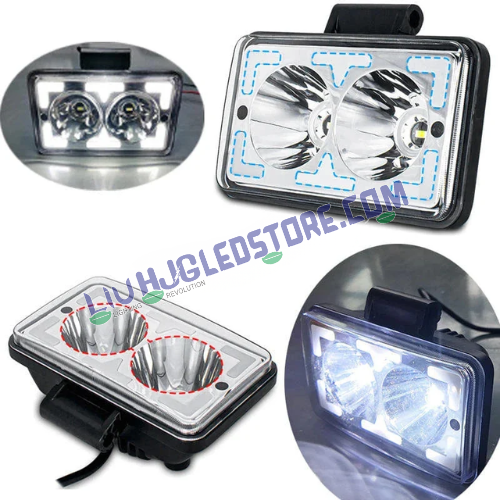 HJG W10 Classic 5x6 Inch Square 31W Fog Light | Dual Color White Yellow | Amber DRL Ring for Bikes, Cars (Single Piece)