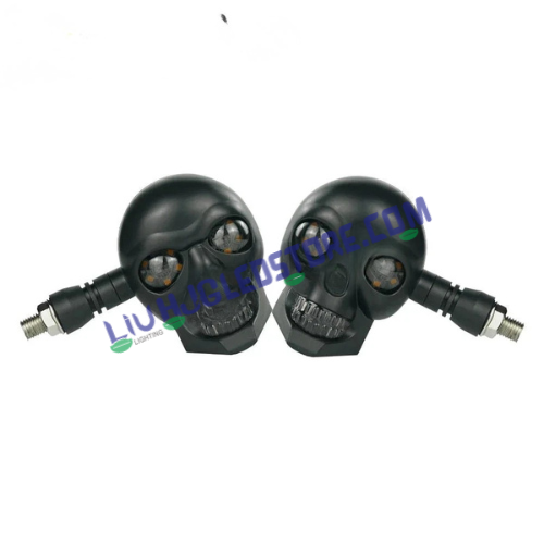HJG Skull Indicator Skull Shape Turn Signal Lights Indicator Universal for All Bikes Models Turn Signal Lights Motorcycle Set of 2 LIU HJG Skull Indicator