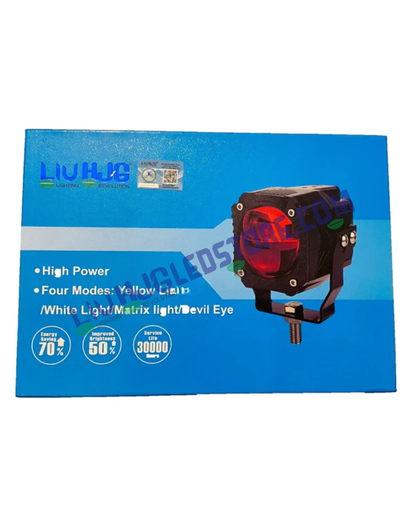 HJG Gorilla Dual Lens 120W LED Fog Lights for Bikes | White/Yellow Dual Beam, Red DRL, Projector Lens, Power Adapter, Universal Fit (Pack of 2)